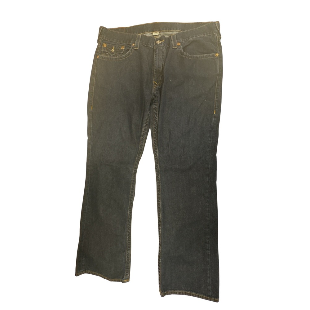 True Religion Ricky Straight Dark Wash Blue Denim Jeans Mens 40x31 Horseshoe‎